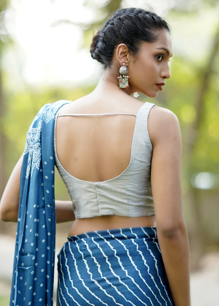 Grey Dupion Silk Designer Blouse - Image 2