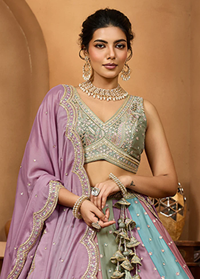 Grey Georgette Lehenga Set - Image 2