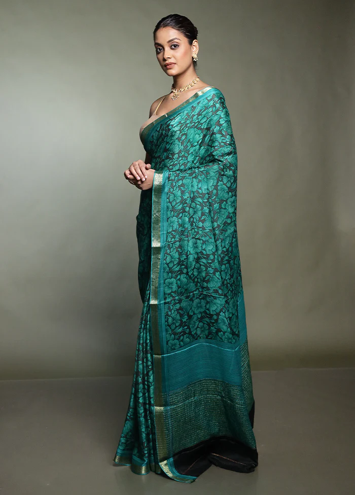 Grey Handloom Chiffon Pure Silk Saree With Blouse Piece - Image 4