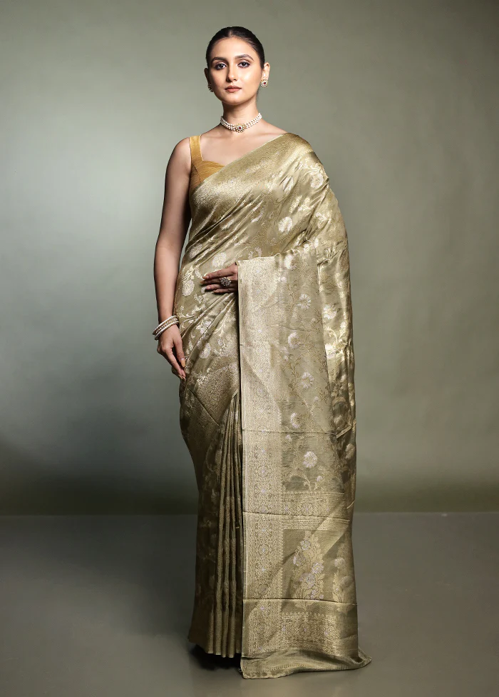 Green Handloom Dupion Pure Silk Saree With Blouse Piece - Image 2