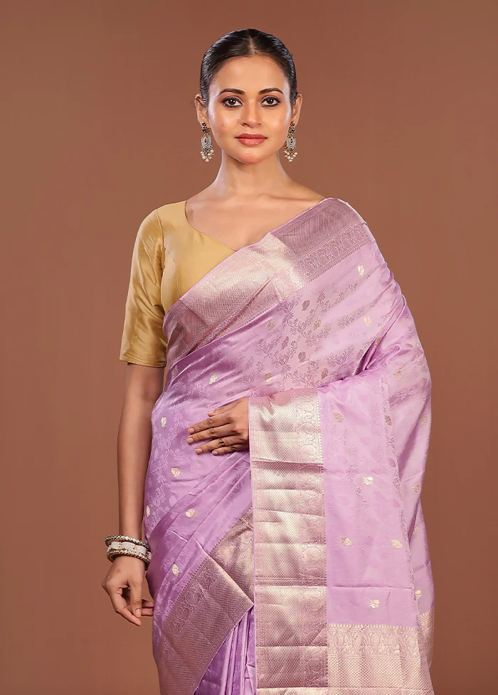 Grey Handloom Kanchipuram Pure Silk Saree With Blouse Piece