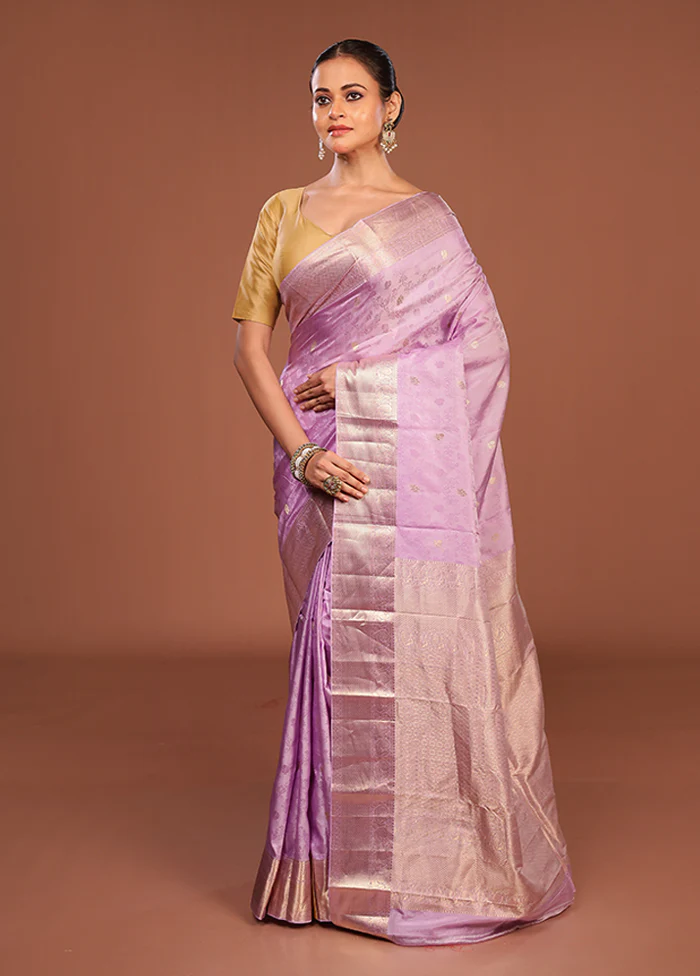 Grey Handloom Kanchipuram Pure Silk Saree With Blouse Piece - Image 4