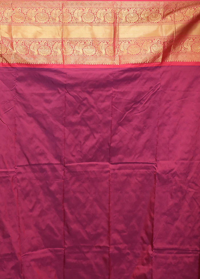 Grey Handloom Kanjivaram Pure Silk Saree With Blouse Piece - Image 5