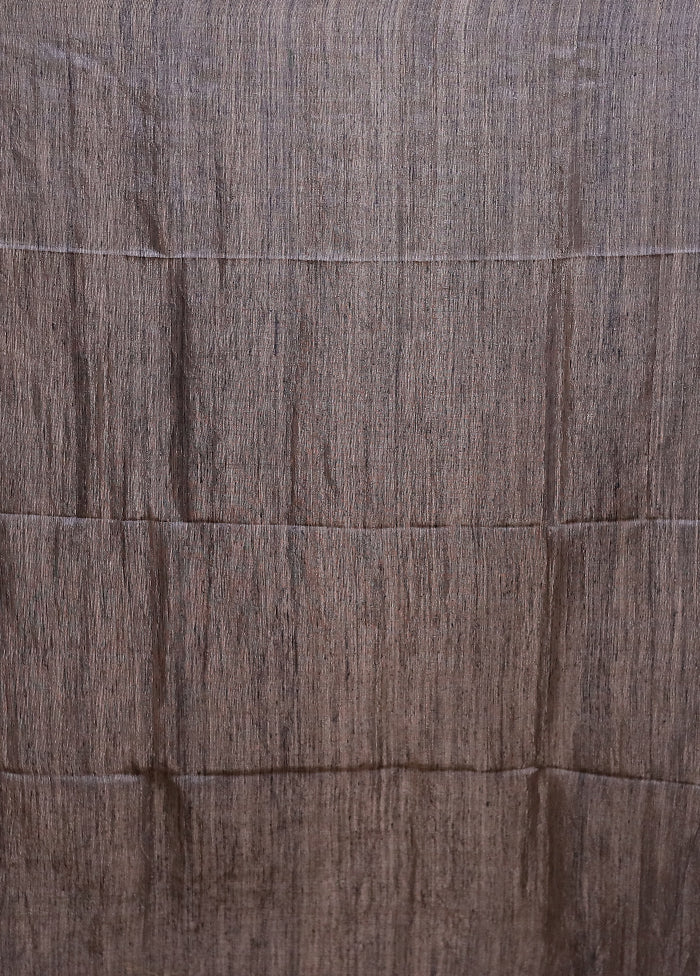 Grey Handloom Matka Pure Silk Saree With Blouse Piece - Image 5