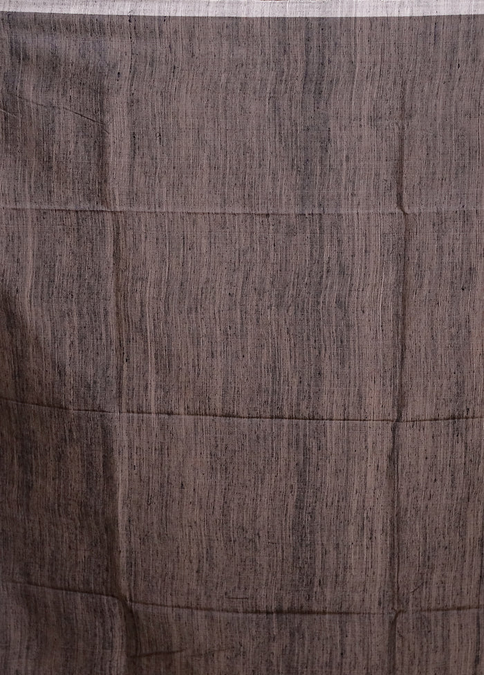 Grey Handloom Matka Pure Silk Saree With Blouse Piece - Image 5