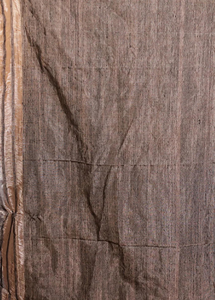 Grey Handloom Matka Pure Silk Saree With Blouse Piece - Image 5