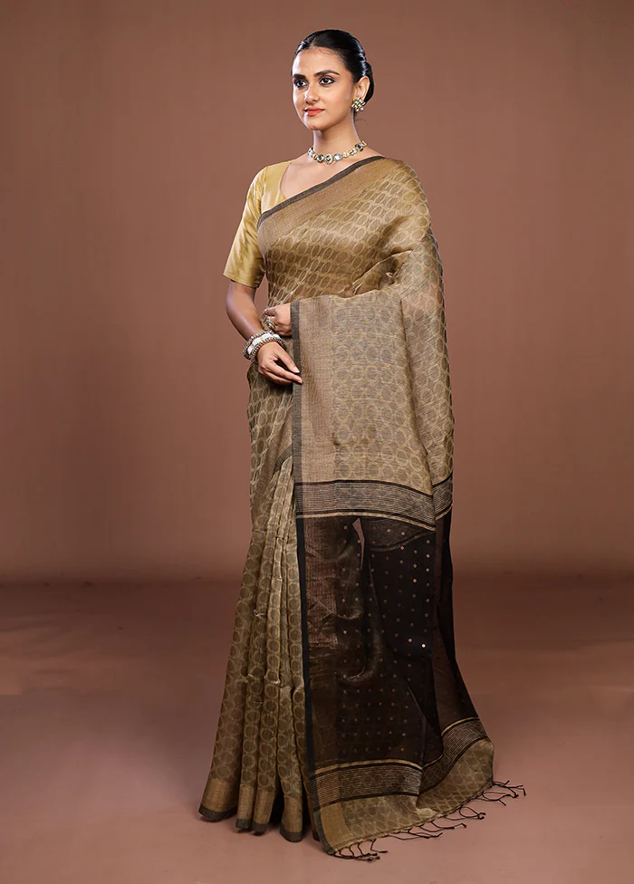 Grey Handloom Matka Pure Silk Saree With Blouse Piece - Image 4
