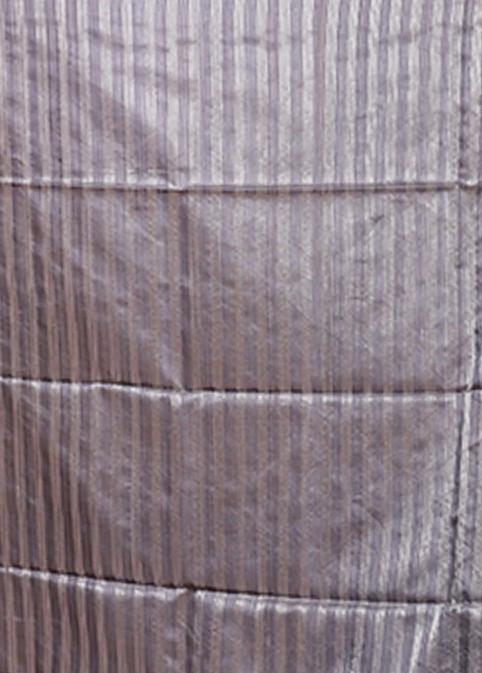 Grey Handloom Matka Pure Silk Saree With Blouse Piece - Image 5