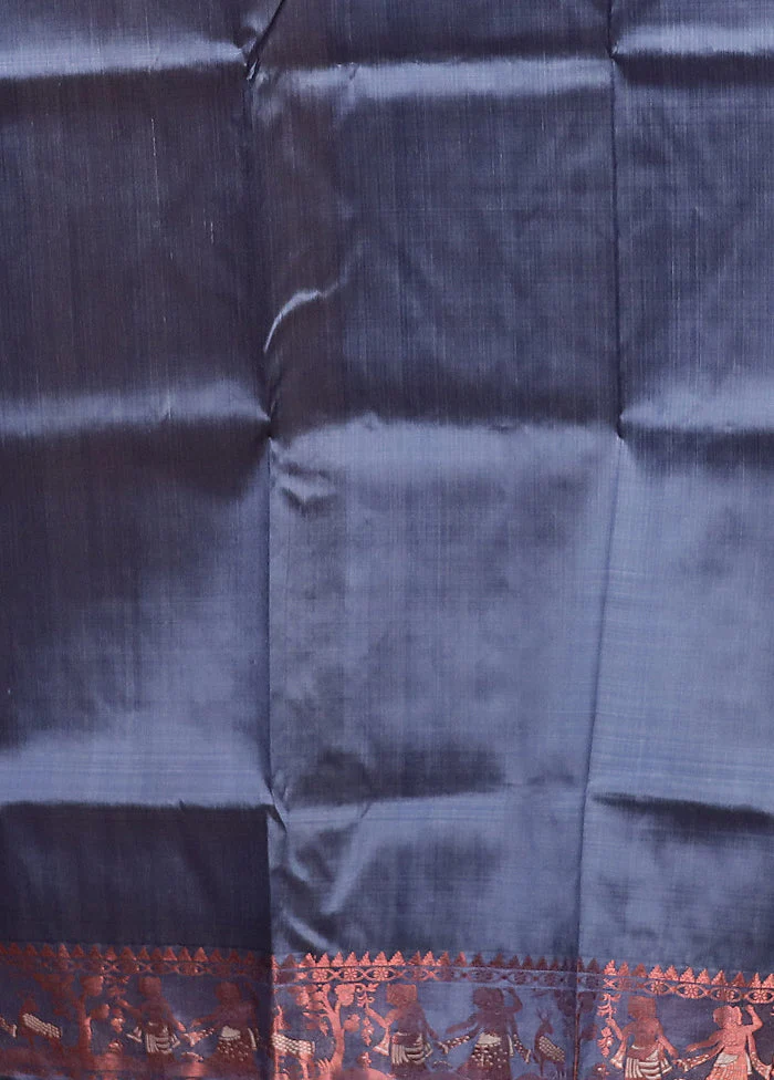 Grey Handloom Swarnachuri Pure Silk Saree With Blouse Piece - Image 5