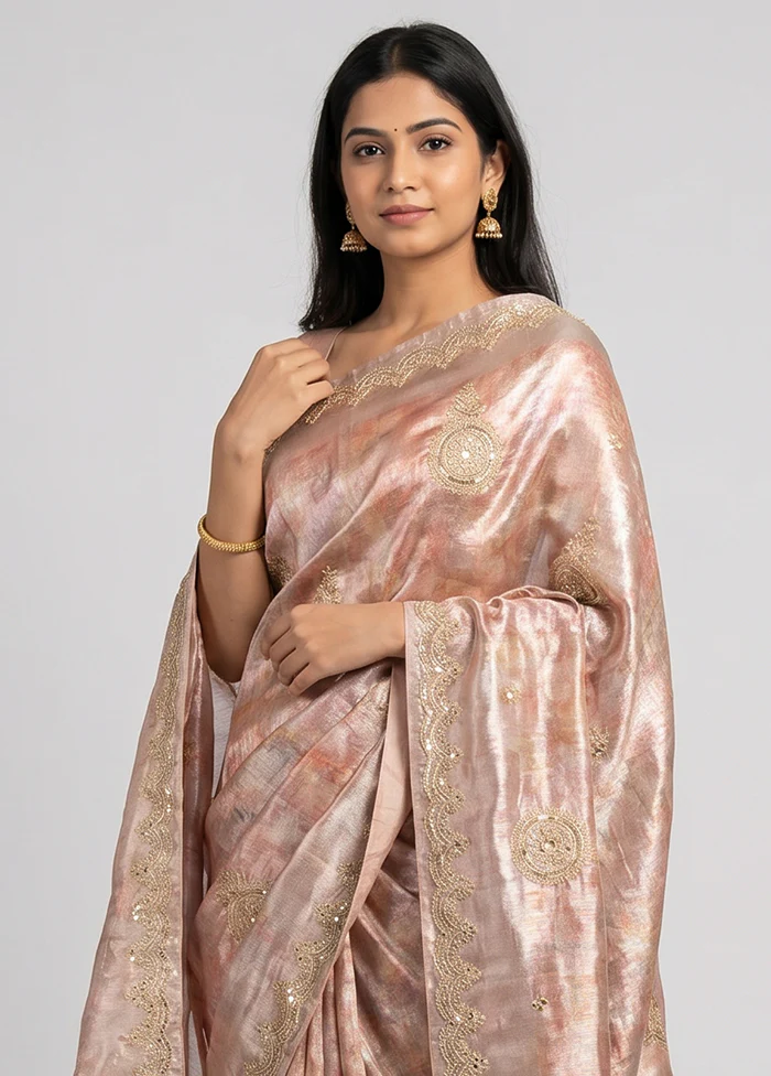 Grey Handloom Tissue Pure Silk Saree With Blouse Piece - Image 2