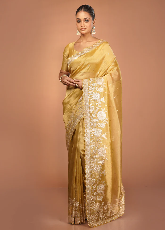 Grey Handloom Tissue Pure Silk Saree With Blouse Piece - Image 2