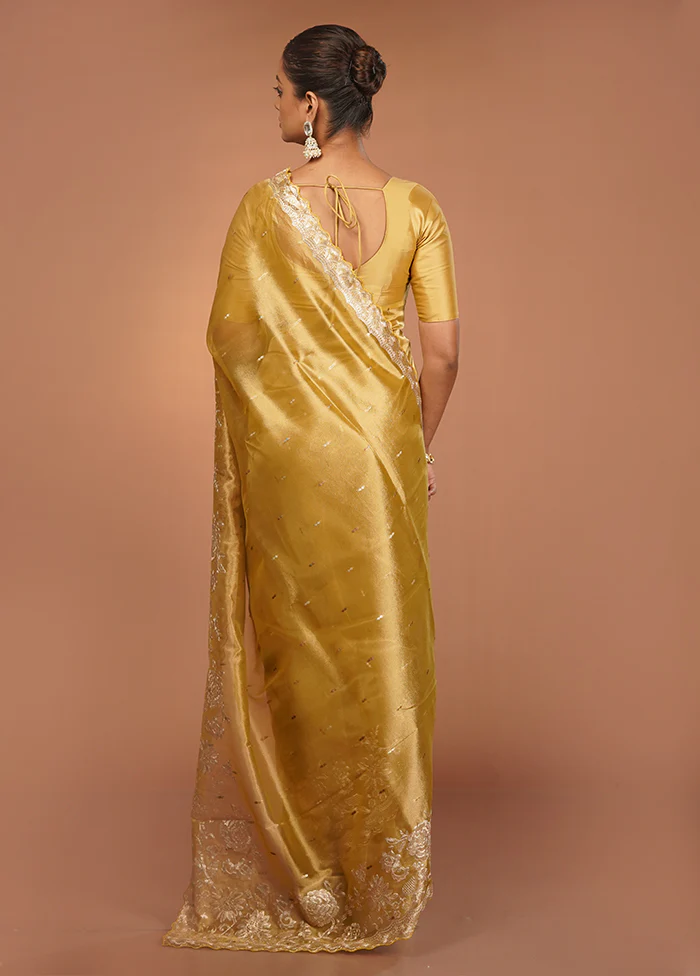Grey Handloom Tissue Pure Silk Saree With Blouse Piece - Image 3