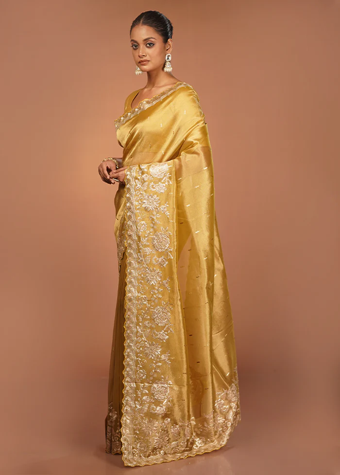 Grey Handloom Tissue Pure Silk Saree With Blouse Piece - Image 4