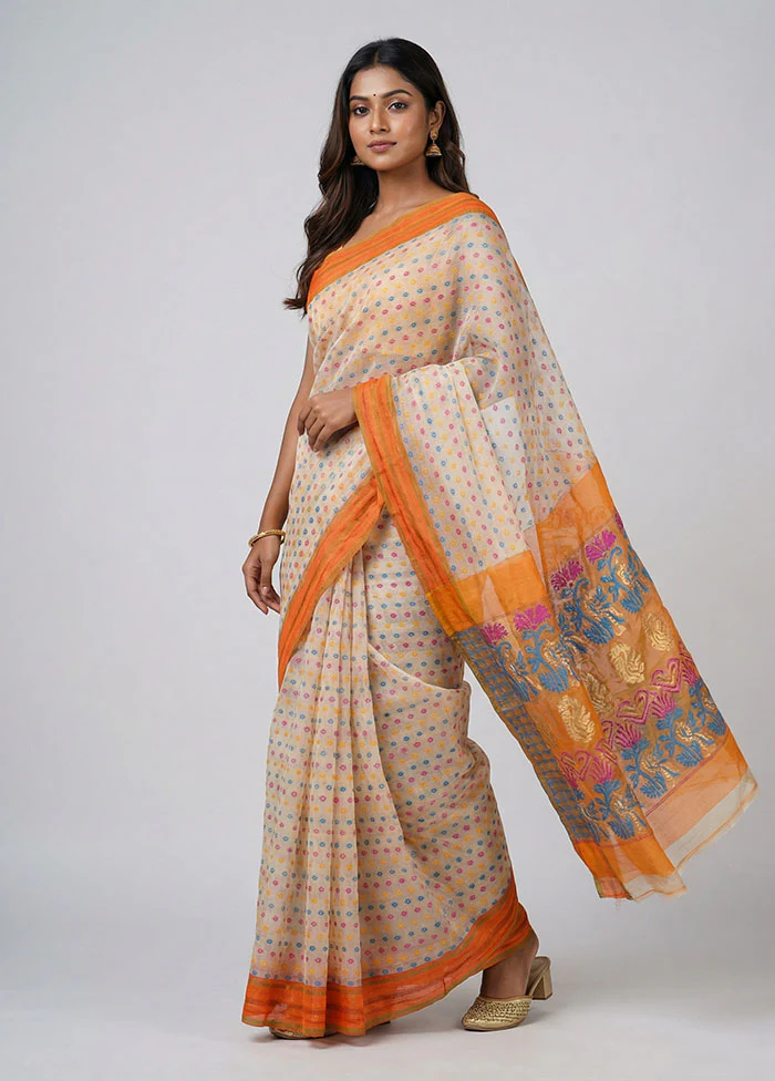 Grey Jamdani Cotton Saree Without Blouse Piece
