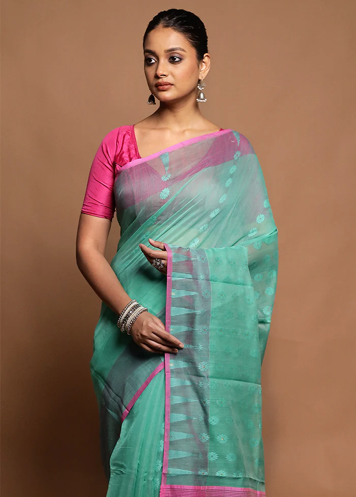Grey Tant Jamdani Saree Without Blouse Piece - Image 2