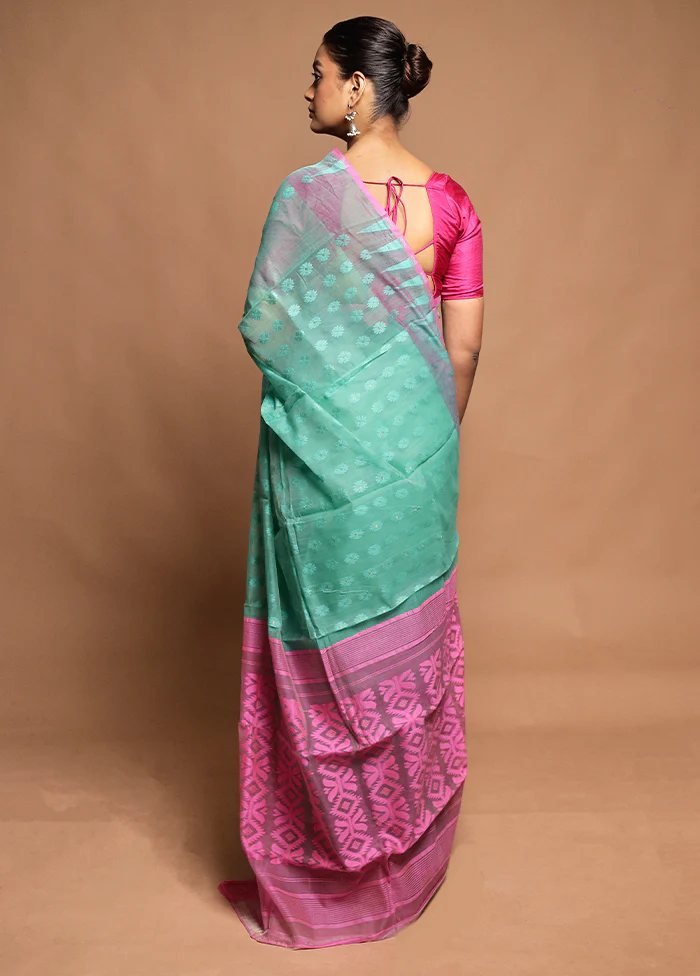 Grey Tant Jamdani Saree Without Blouse Piece - Image 3