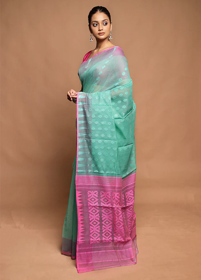 Grey Tant Jamdani Saree Without Blouse Piece - Image 4