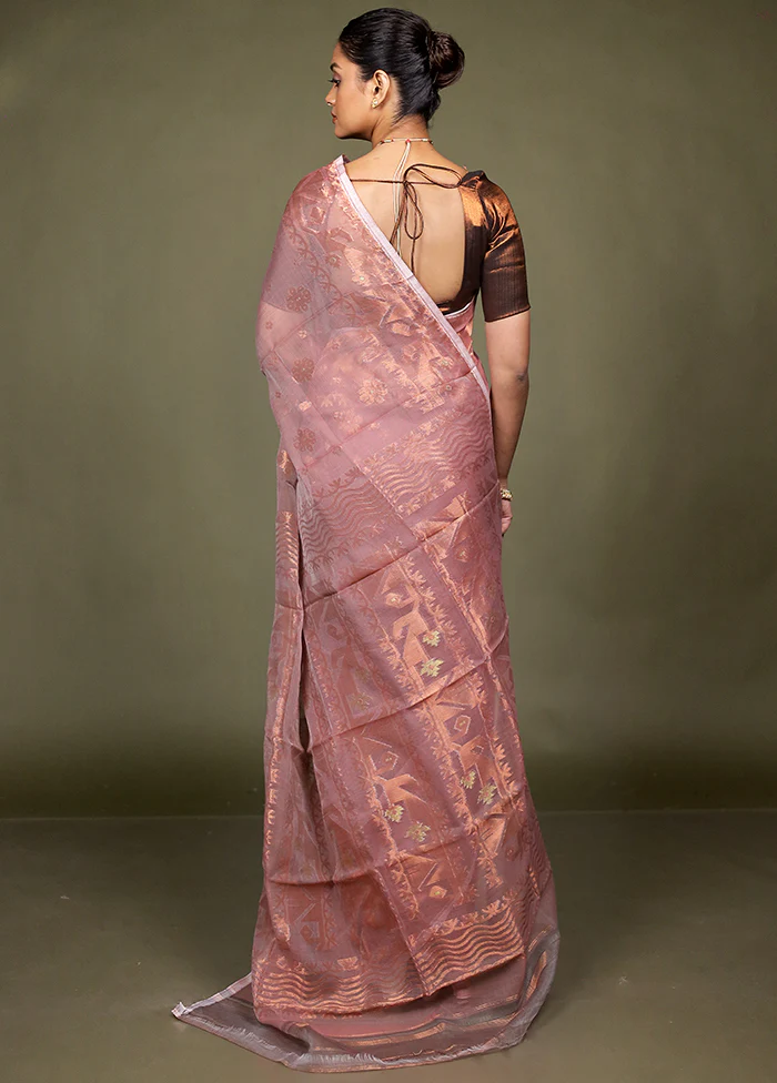 Grey Tant Jamdani Saree Without Blouse Piece - Image 3