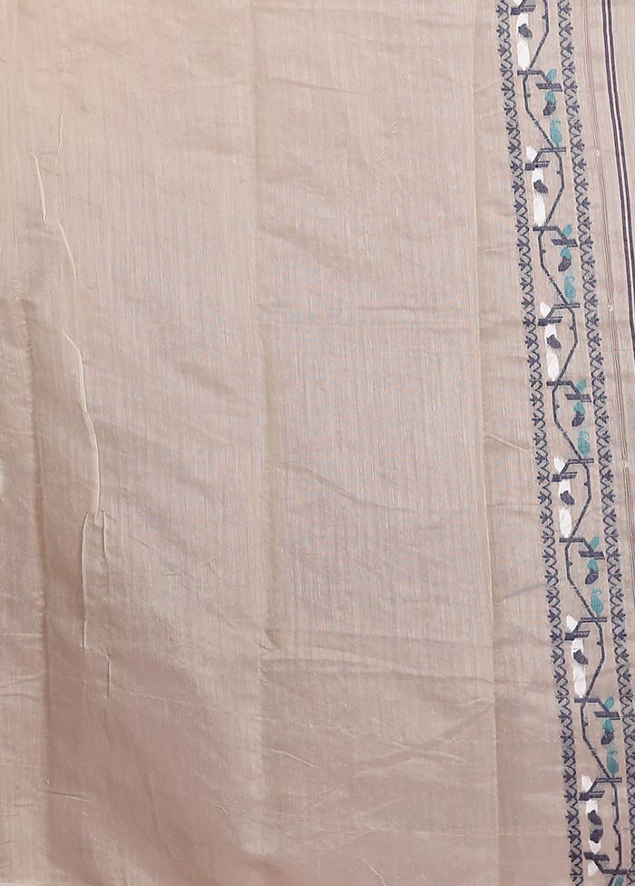 Grey Tant Jamdani Saree Without Blouse Piece - Image 5