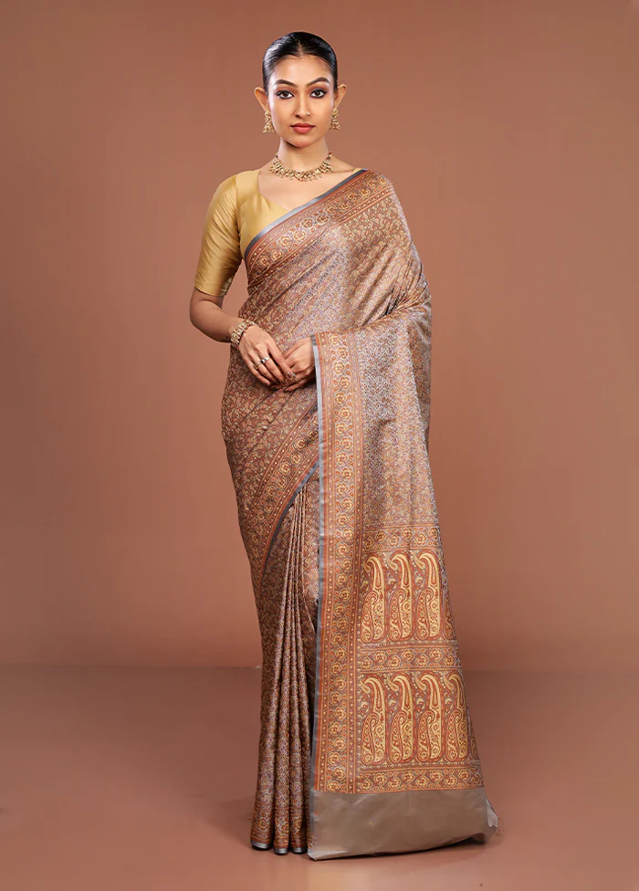 Grey Jamewar Silk Saree With Blouse Piece - Image 2