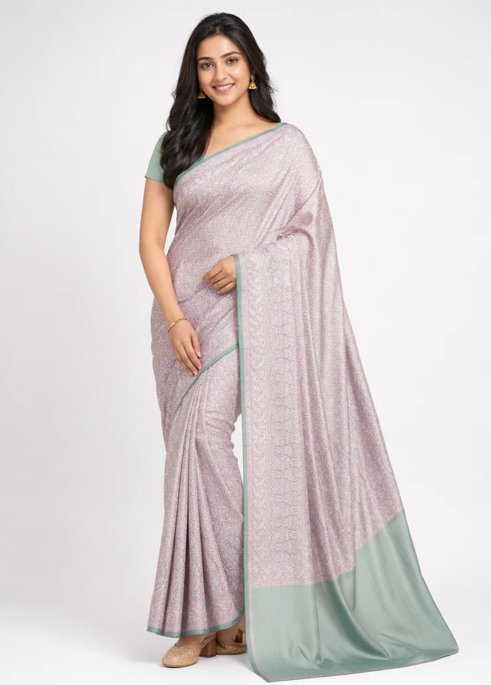 Grey Jamewar Silk Saree With Blouse Piece