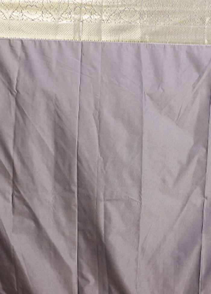 Grey Kanjivaram Silk Saree With Blouse Piece - Image 5