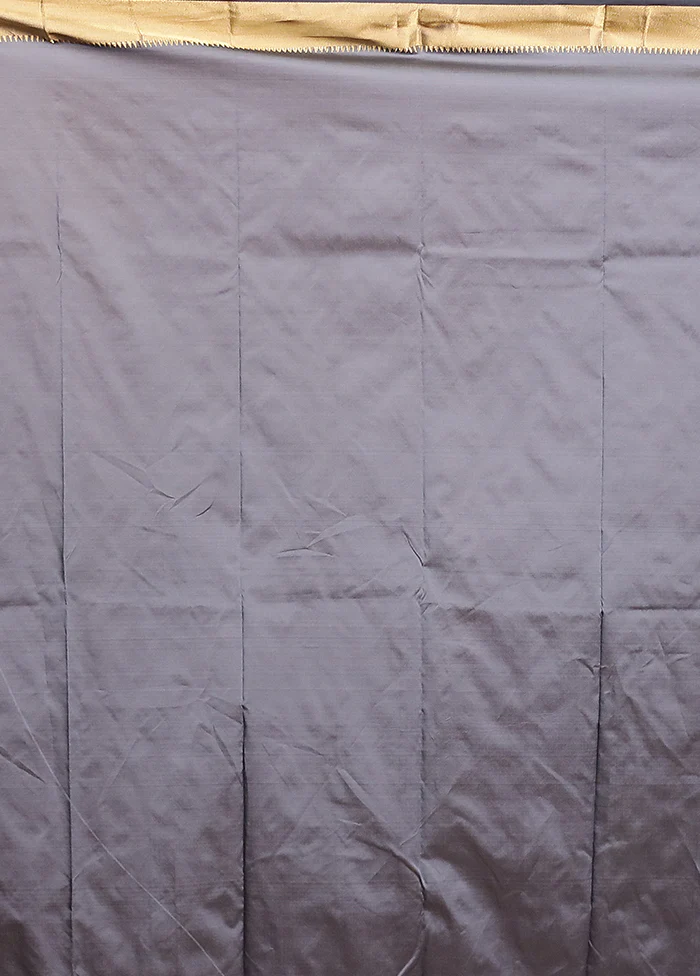 Grey Kanjivaram Silk Saree With Blouse Piece - Image 5