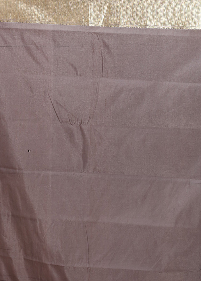Grey Kanjivaram Silk Saree With Blouse Piece - Image 5