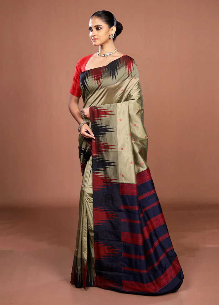 Grey Kanjivaram Silk Saree With Blouse Piece - Image 4