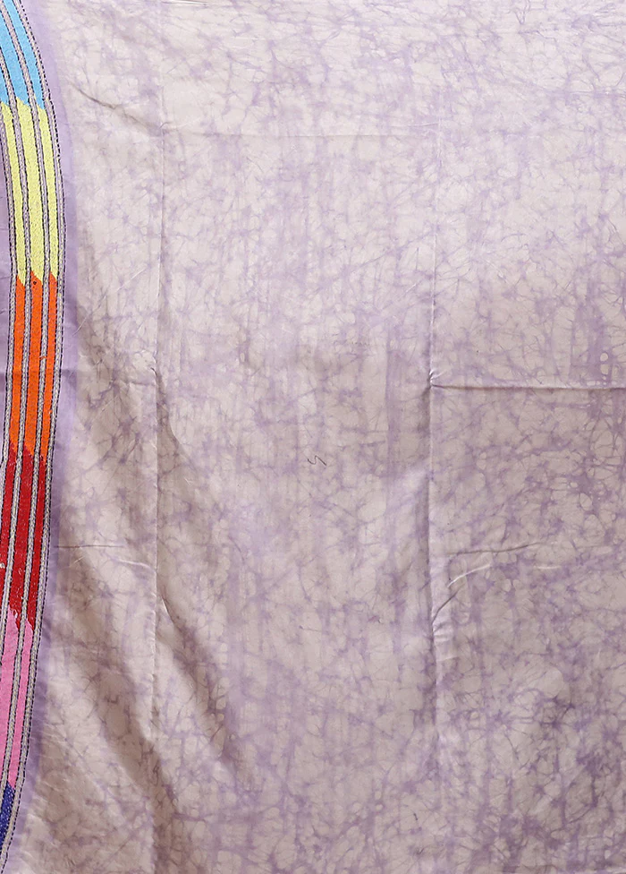Grey Kantha Stitch Silk Saree With Blouse Piece - Image 5