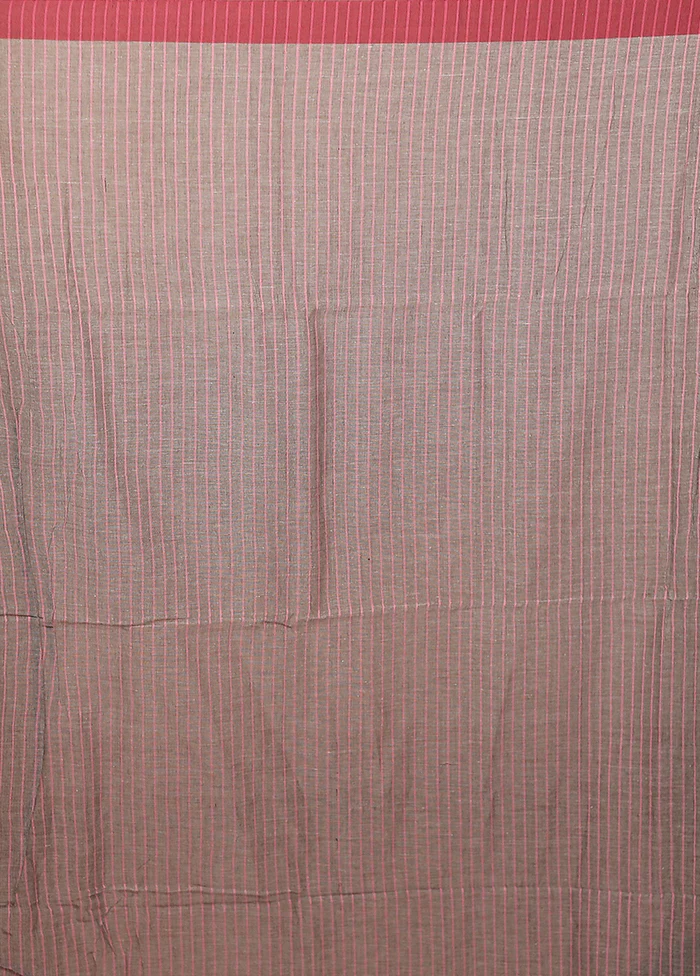 Grey Khadi Cotton Saree With Blouse Piece - Image 5