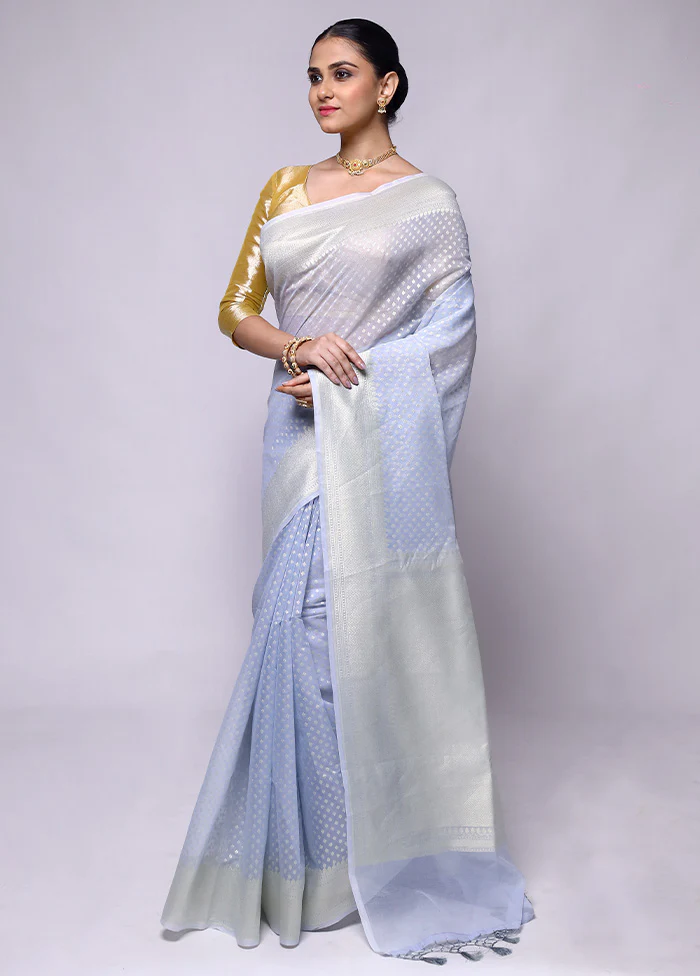Grey Kora Silk Saree With Blouse Piece - Image 4