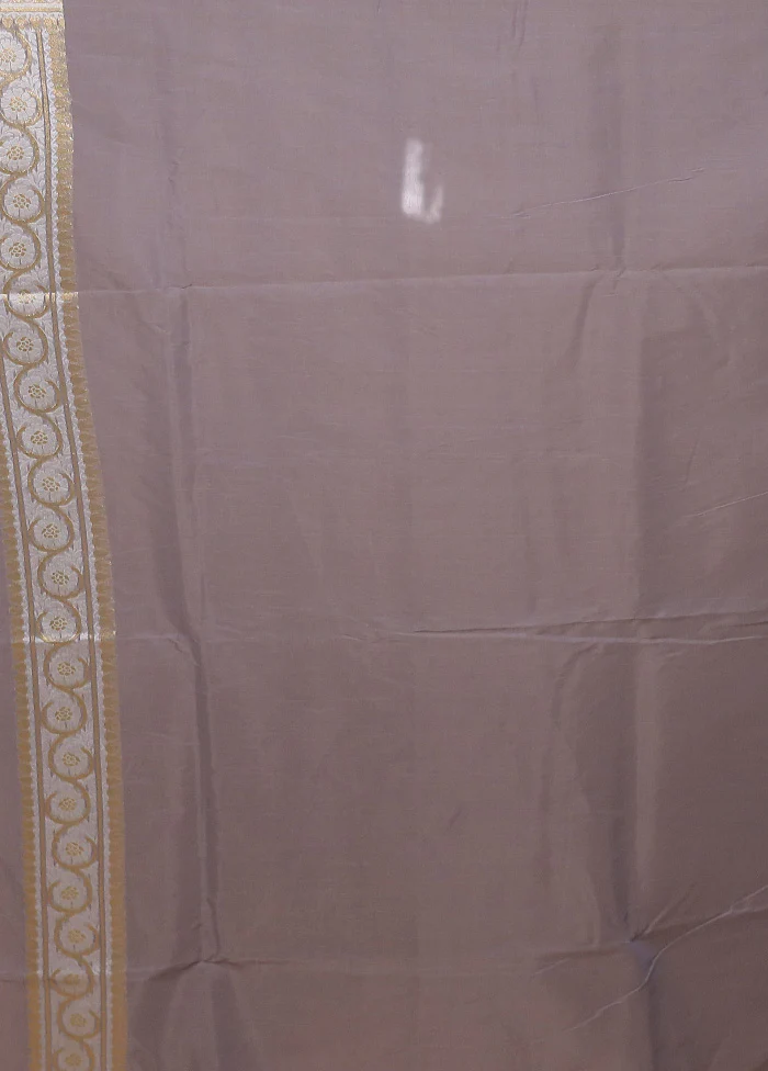 Grey Kora Silk Saree With Blouse Piece - Image 5