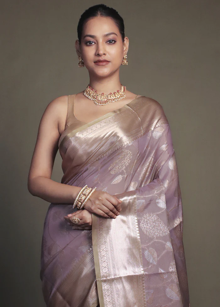 Grey Kora Silk Saree With Blouse Piece - Image 2