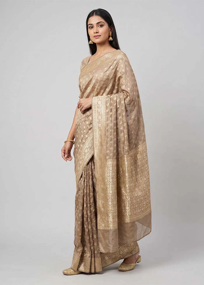 Grey Kora Silk Saree With Blouse Piece