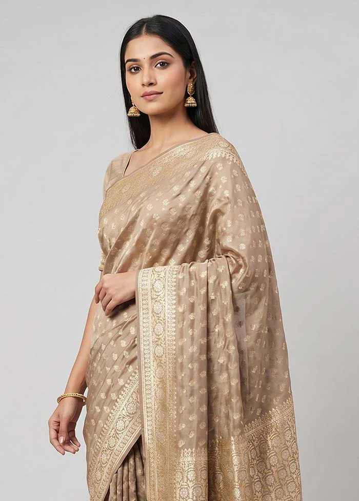 Grey Kora Silk Saree With Blouse Piece - Image 2