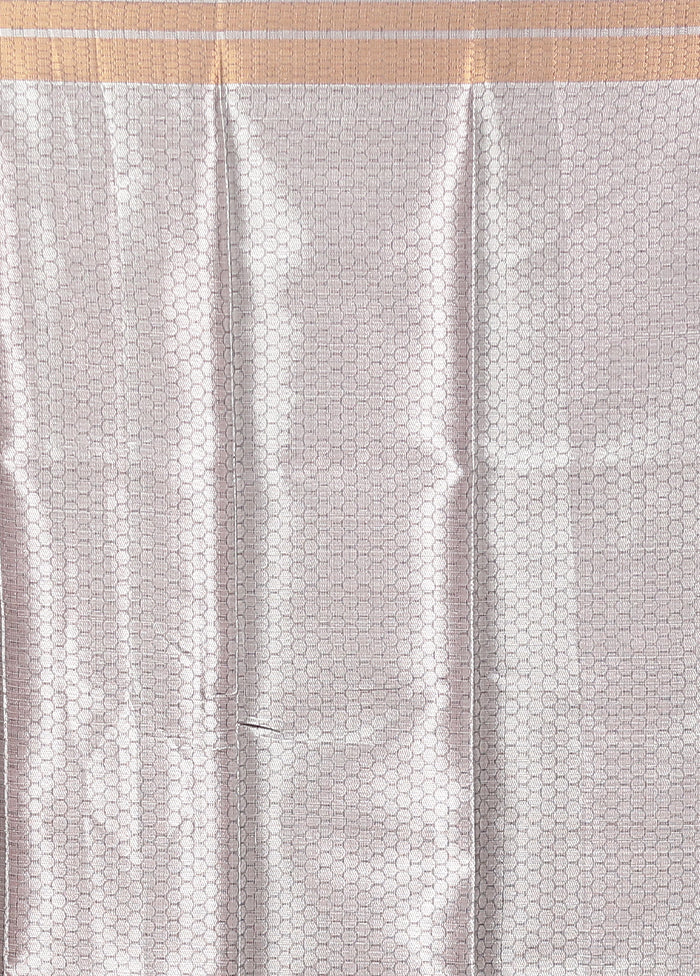 Grey Kora Silk Saree With Blouse Piece - Image 5