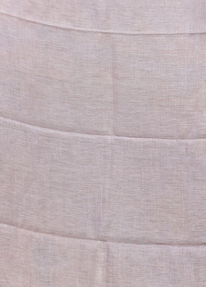 Grey Linen Silk Saree With Blouse Piece - Image 5