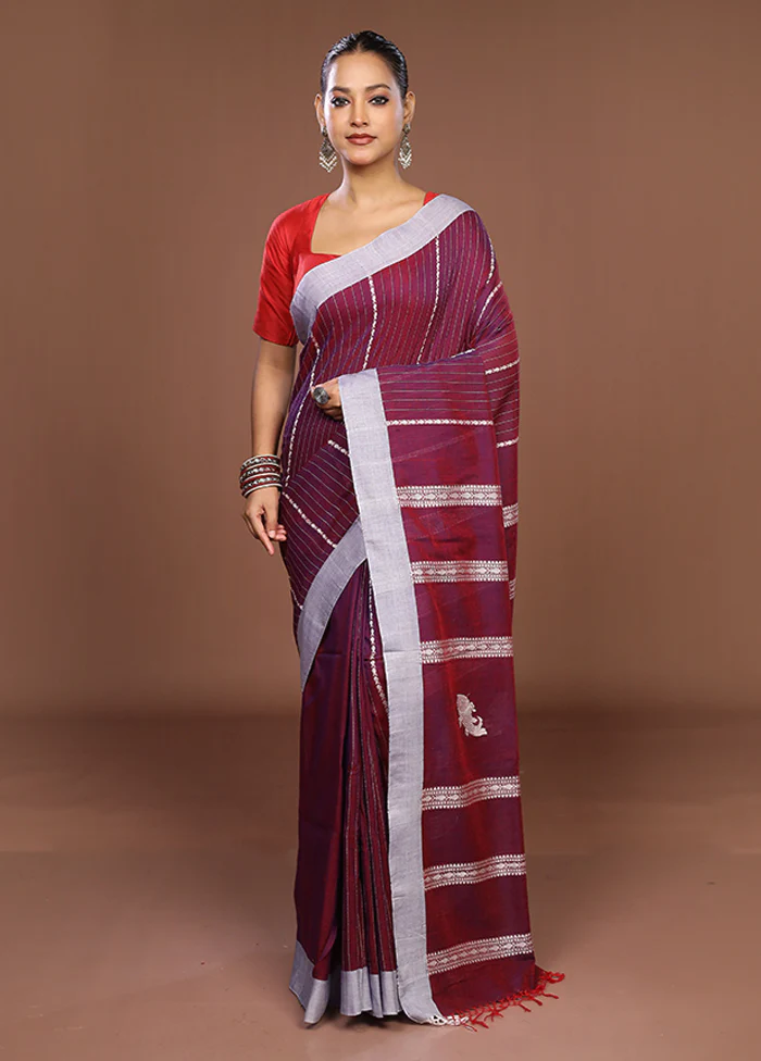 Grey Matka Silk Saree With Blouse Piece - Image 2