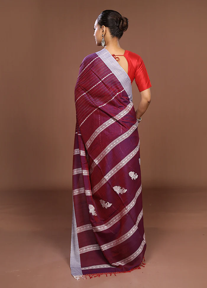 Grey Matka Silk Saree With Blouse Piece - Image 3