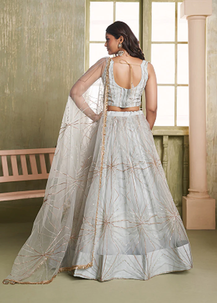 Grey Net Lehenga Set - Image 3