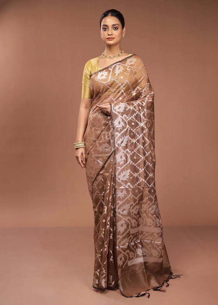 Grey Organza Saree With Blouse Piece - Image 2