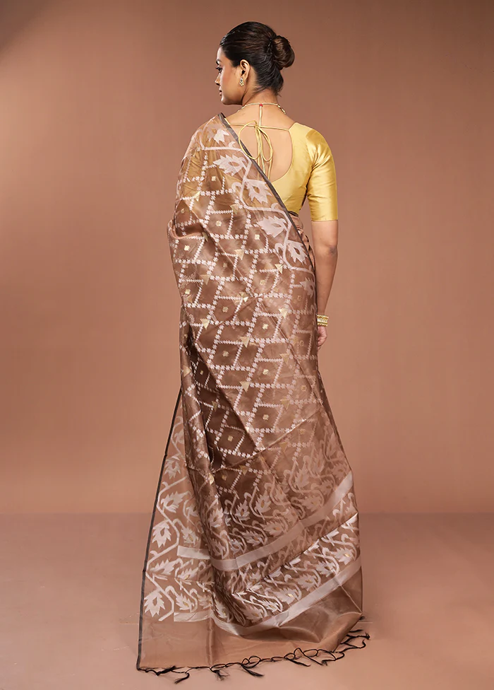 Grey Organza Saree With Blouse Piece - Image 3