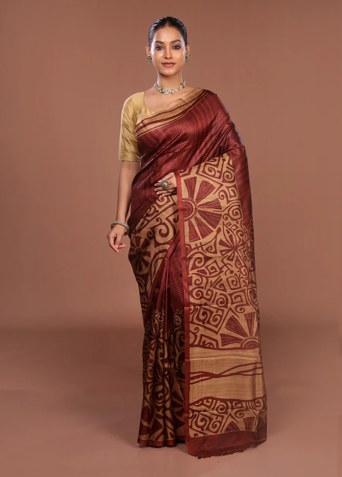 Grey Printed Silk Saree Without Blouse Piece - Image 2