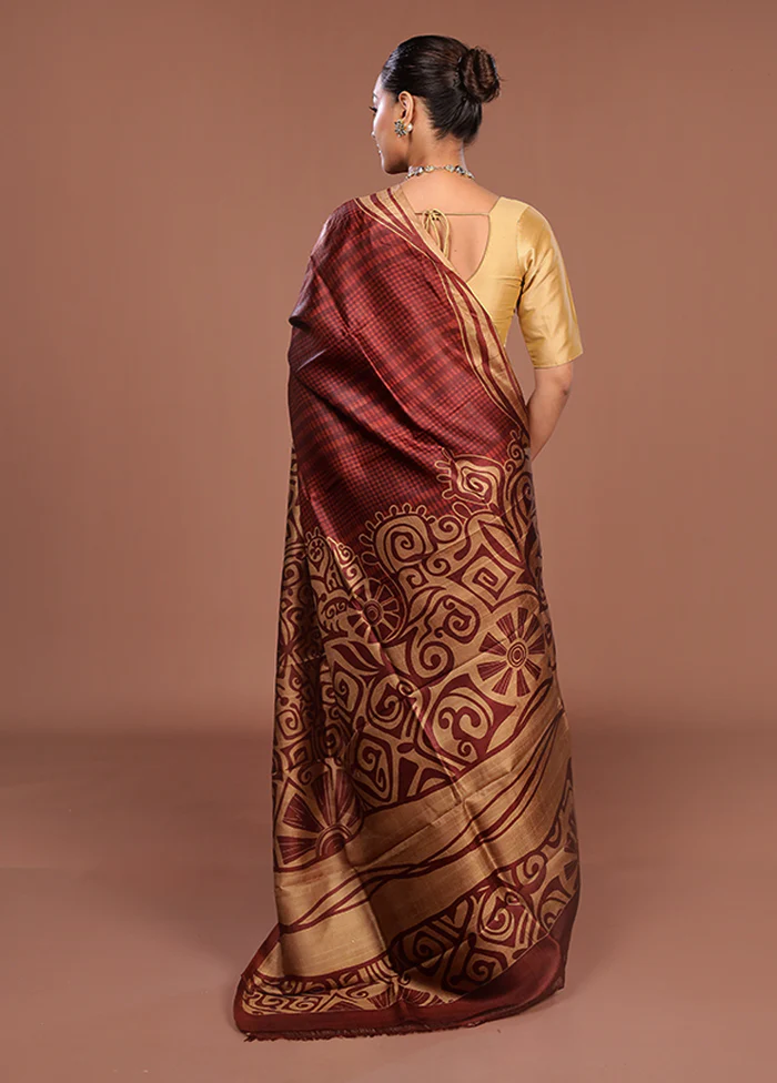 Grey Printed Silk Saree Without Blouse Piece - Image 3