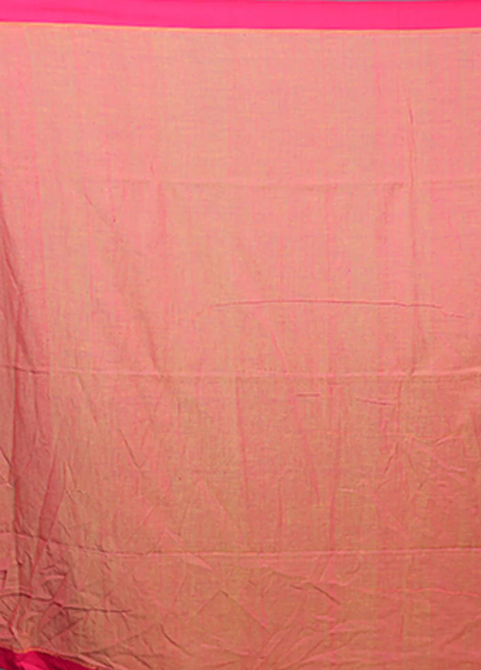 Peach Pure Cotton Saree With Blouse Piece - Image 5