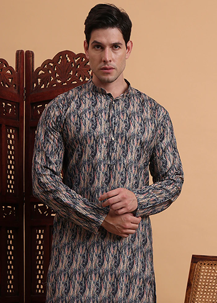 Grey Silk Kurta & Pajama Set - Image 2