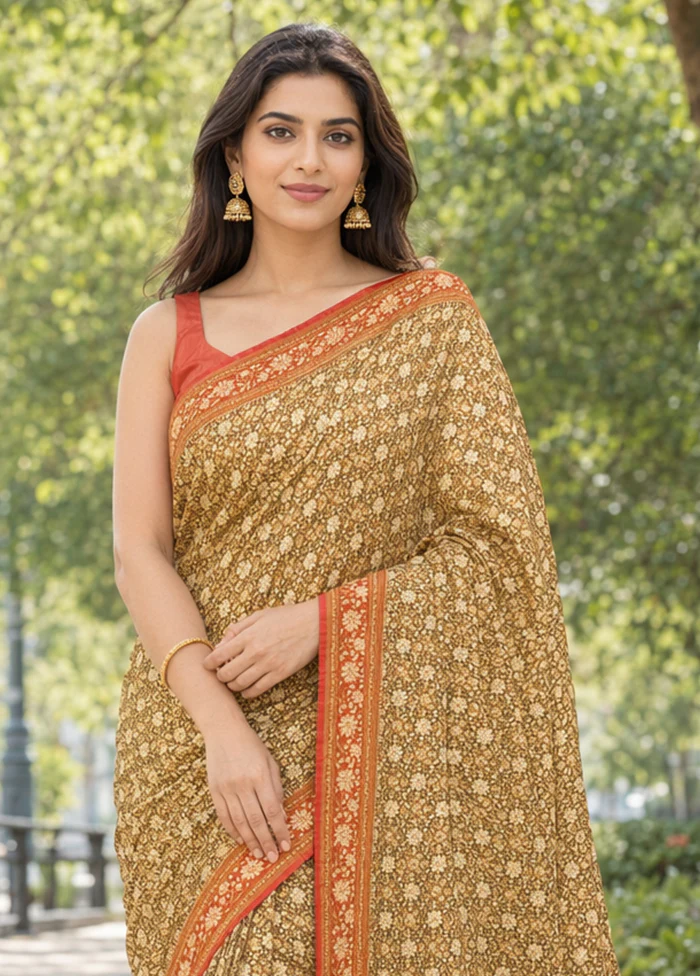 Grey Tanchoi Silk Saree With Blouse Piece - Image 2