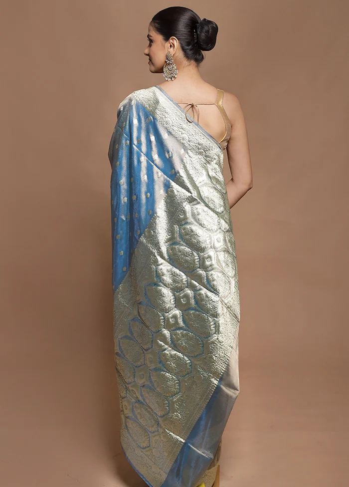 Grey Tissue Silk Saree With Blouse Piece - Image 3