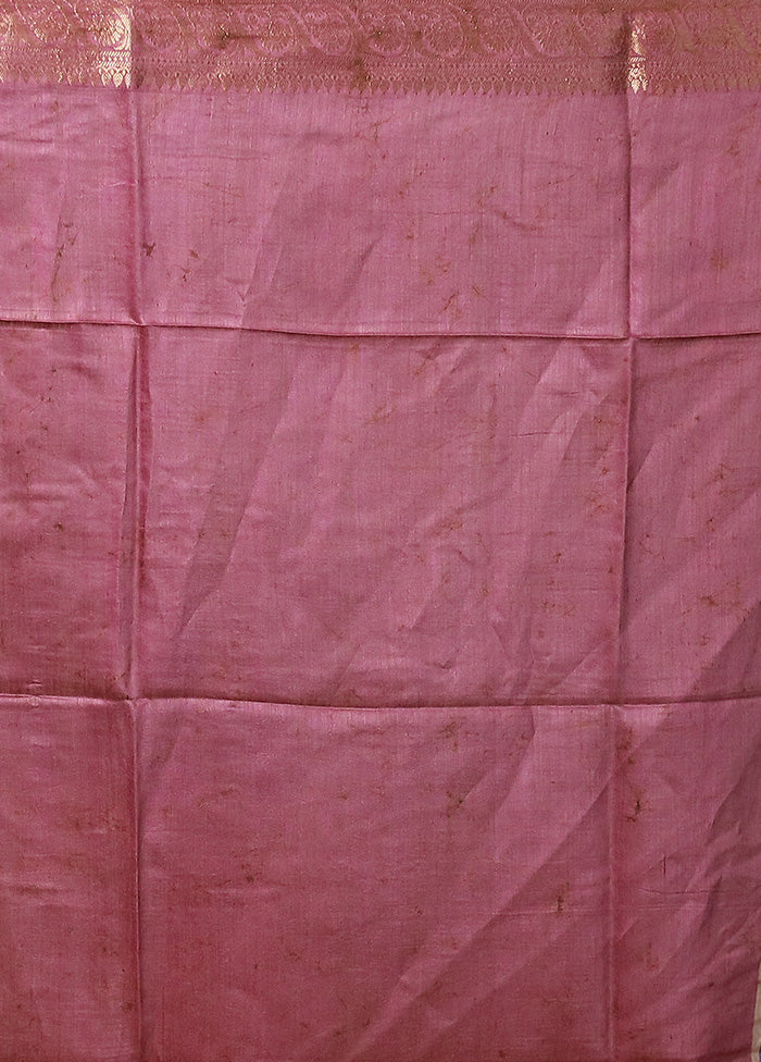 Grey Tussar Silk Saree With Blouse Piece - Image 5